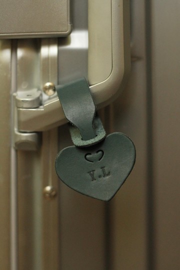 心上加心行李吊牌 皮革客製刻字/藏青色