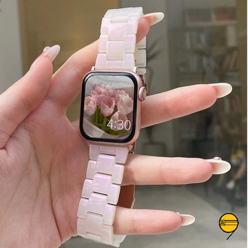 人魚粉 樹脂錶帶 適用於 Apple Watch 11 10 9 8 7 6 5 4 SE 防水錶帶 46mm 42mm