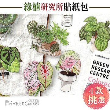 私房角落❤綠植研究所貼紙包  植物貼紙 彩葉芋貼紙  PET防水貼紙 花草貼紙  手帳貼紙 龜背芋貼紙【BBA0374】