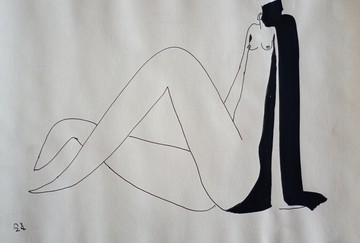 裸膝裸體女人情色藝術|臥室牆面藝術 |黑白戀物癖藝術