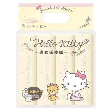 Hello Kitty 凱蒂貓 濕式衛生紙 20抽 花果香  4包  12袋
