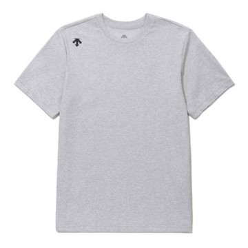 DESCENTE 迪桑特 短袖上衣 男女 中性款 寬鬆版型 WORDING BACK GRAPHIC 灰 DS25SSU521095