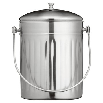 KitchenCraft 復古不鏽鋼廚餘桶 5L  1個  22.7 x 18.6 x 28.5cm  銀色