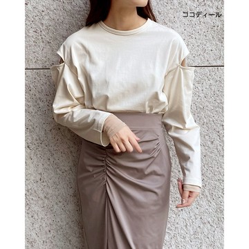 【ココディール】米色網紗層次長袖衣 O7Q21306