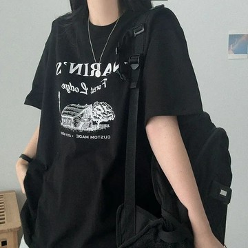 Vuja de 純棉 t恤 短袖上衣女 英文印花 T恤 韓國上衣 oversize T恤 寬鬆上衣 ins風 潮流衣服