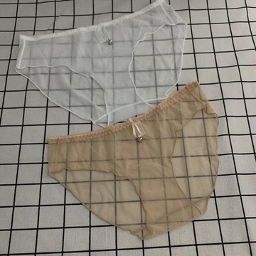 超薄全透明三角褲性感漏無痕速干薄紗柔軟誘惑火辣大碼胖中腰夏季