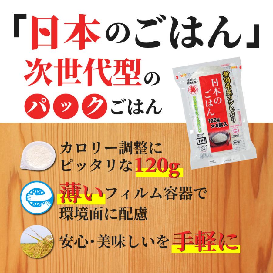 16食 コシヒカリ 120g 4食入 4個セット 新潟産 魚沼 日本のごはん  レトルト ご飯 食品 越後製菓