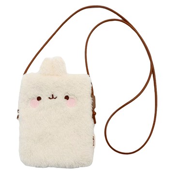 MOLANG 萌浪兔 毛絨手機袋  萌浪大臉 白色  1個