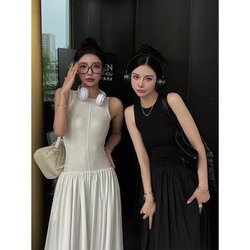 Lambent柔光春夏運動感背心連衣裙休閑慵懶通勤出街超大超長裙擺