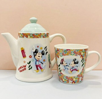 【震撼精品百貨】Micky Mouse 米奇/米妮  迪士尼陶瓷茶壺馬克杯組-米奇花#23998 震撼日式精品百貨