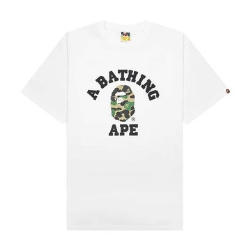 BAPE ABC Camo College Tee 猿人 大學字體 綠迷彩 短袖 白色 RAY-57 [台灣現貨]