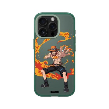 iPhone 16 Pro Clear 憂墨綠 - 航海王 One Piece - 角色系列-艾斯的火焰果實