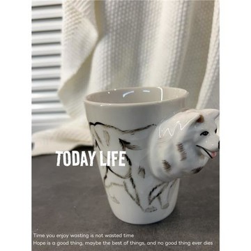 泰國手繪動物馬克杯迷你猩猩長頸鹿斑馬陶瓷杯咖啡杯卡通杯