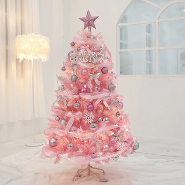 圣誕節網紅ins櫻花粉色0.6 1.5 1.8米圣誕樹家用套餐商場櫥窗裝飾