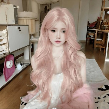 【巴黎精品】現貨+預購 女長假髮透氣假髮片輕量隱形增髮整頂假髮角色扮演-霧粉大波浪捲髮中分2款a1hq13