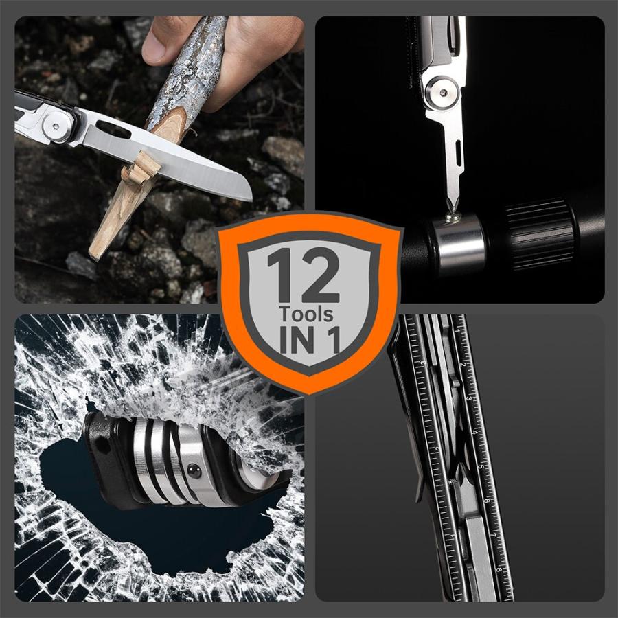 Nextool-折りたたみ式ポケットナイフ 12 in 安全ロック付きサバイバルキット さみ 屋外 キャンプ サバイバル機器 マルチツール