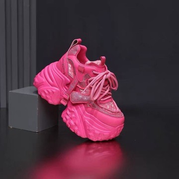台灣出貨 休闲鞋 增高鞋 厚底鞋 明星同款小個子厚底隱形內增高12cm老爹鞋女秋季矮子樂休閒鞋U