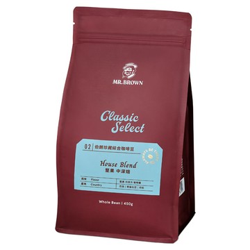 金車 MR.BROWN 伯朗咖啡 伯朗珍藏綜合咖啡豆 堅果 中深焙  450g  1包  全豆咖啡（未研磨）
