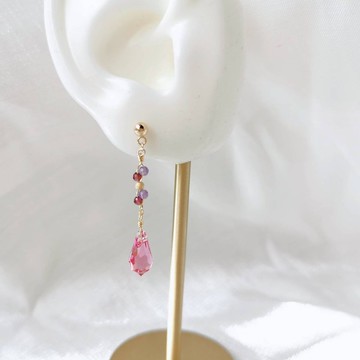 【Veverka】憧憬 - 耳環 s925純銀耳針 石榴石 紫水晶