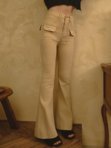 走在雲端的長腿仙女；卡其口袋造型喇叭褲 S-L