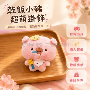 台灣出貨✨ 乾飯小豬公仔 可愛掛飾 書包包包毛絨吊飾 鑰匙圈掛件 學生文具裝飾 創意呆萌玩偶 兩入組