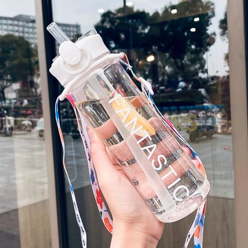 大容量塑料水杯女可愛小清新高顏值學生戶外便攜杯子男新款潮