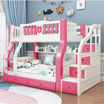 ✨貨到付款免運費⭐滑梯床 床 雙層床 上下床 木床 兩層全實木高低床 床（送床墊.書架.抽屜.電鉆）