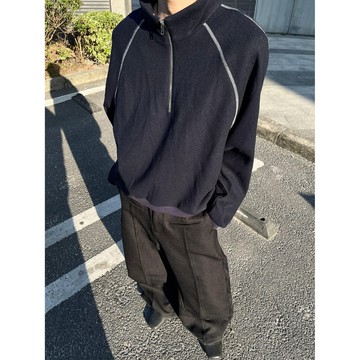 美式復古中高領拉鍊大學T男女 春秋季寬鬆廓形休閒vintage外套ins潮