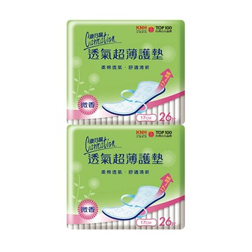 康乃馨 透氣超薄護墊加長微香(26片2入裝) [大買家]