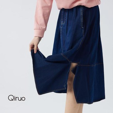 【Qiruo 奇若】秋冬牛仔中長裙 6006B側開叉設計