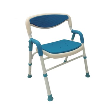 【洗澡椅】富士康 藍色40公分坐寬 可收合有背扶手 浴室洗澡椅189 浴室椅・浴椅・老人椅・可摺疊・升降椅・加厚坐墊・防滑扶手・居家照護・長照補助・社福推薦