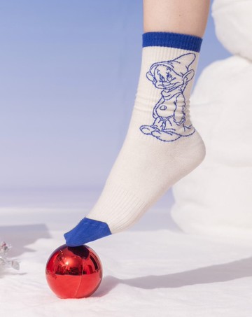 迪士尼系列 糊塗蛋繡花跳色長襪