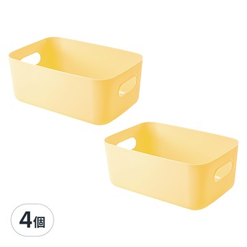 小麥購物 莫蘭迪色可提式收納盒 L1032  小(20 x 14 x 7cm)  黃色  4個