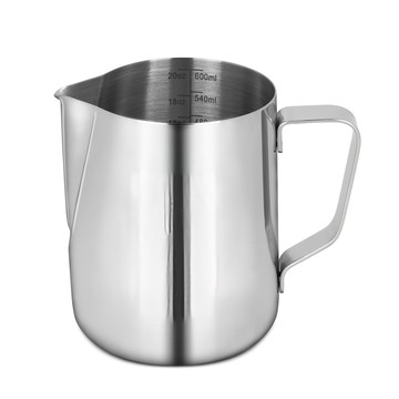 bella cuisine 不鏽鋼刻度拉花杯 600ml 304不鏽鋼材質 咖啡奶泡壺  銀色  1個