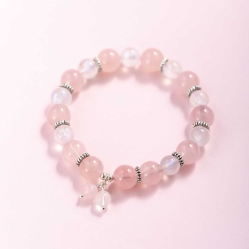粉水晶月光石925純銀手鍊 | 天然水晶手鍊禮物