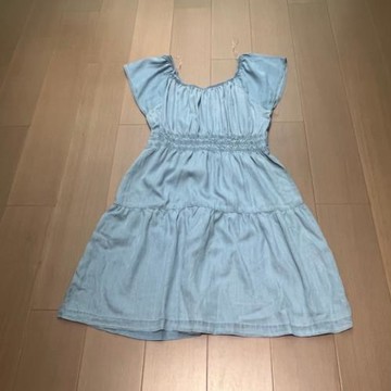 1808歐美單萊賽爾牛仔連衣裙女 夏季短袖收腰蛋糕裙擺氣質中長款