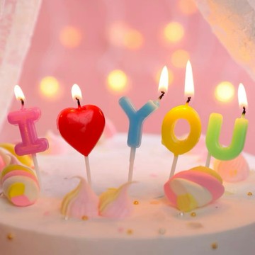 我愛你 蠟燭【台灣現貨】E032 蛋糕裝飾 I LOVE 情人生日 寶貝生日 母親節 父親節 媽媽我愛你 慶生 告白