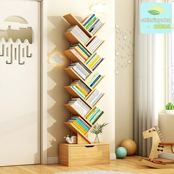 【創意省空間】樹形書架 置物架 收納架 書櫃 客廳架 一體靠牆設計 多層收納 落地式 家用客廳書房 簡約現代風格