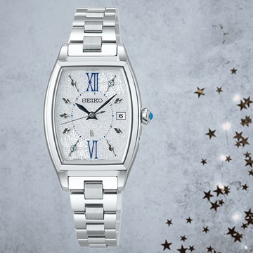 SEIKO_精工 LUKIA系列 季節限量 靜謐冬日森林 酒桶型太陽能電波女錶 白面 1B32-0BJ0N/SSVW239J