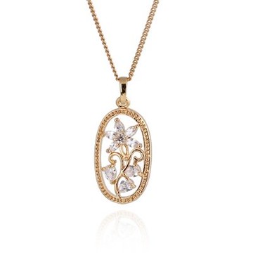 純銀項鍊 鍍18K金鑲鑽吊墜-美艷花朵設計精美情人節生日禮物女飾品2色73cu104【獨家進口】【米蘭精品】