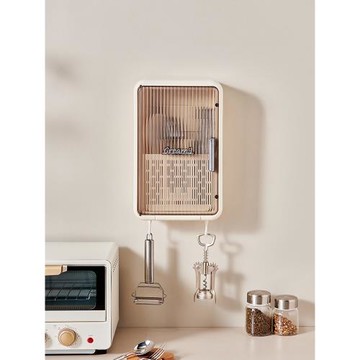 筷子收納盒家用高檔新款掛墻免打孔帶蓋子廚房餐具勺子瀝水筷子架