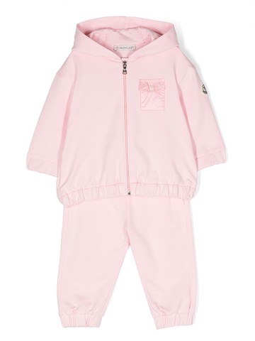 Moncler Enfant - logo-patch cotton tracksuit - kids - Spandex/Elastane/Cotton/Cotton/Polyamide - 6-9 - Pink