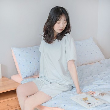 UMORFIL膠原蛋白不規則短袖居家服-灰色