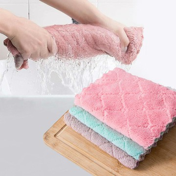 雙面吸水珊瑚絨抹布 10入 多種尺寸 吸水 不掉毛 洗碗布 超細纖維 菜瓜布 擦手巾 毛巾【AH0118】《約翰家庭百貨