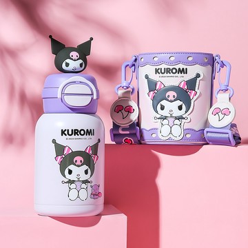 【hababy環安家居】杯具熊 Kuromi 庫洛米雙飲保溫杯✨正版三麗鷗學生斜背保溫壺600ml