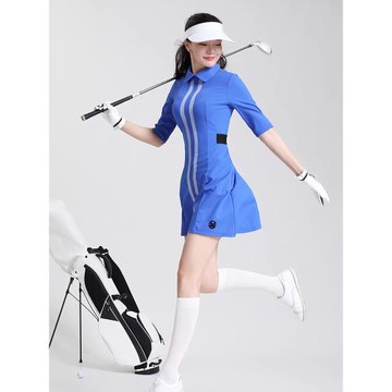 秋款高爾夫女中袖半袖連衣裙Polo領連體裙golf速干時尚顯瘦23款