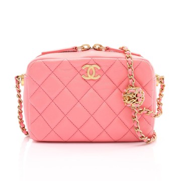CHANEL 香奈兒 粉色 菱格紋羊皮 鍊帶 肩背包 金釦 【二手名牌BRAND OFF】