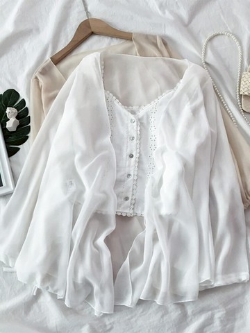 新款夏季防曬衣女長袖雪紡衫披肩小衫薄款百搭外搭開衫上衣秋