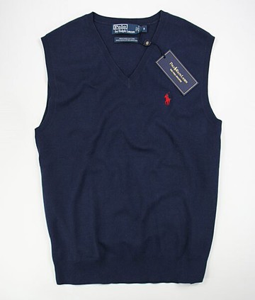 美國百分百【全新真品】Ralph Lauren RL polo 深藍 V領 素面 針織 背心 上衣 男款 經典款 S M