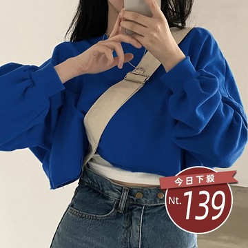 【台灣發貨】韓版寬鬆短版上衣 長袖上衣 長袖t恤 衣服 女裝 上衣【W383】